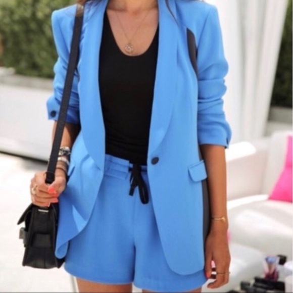 Rag & Bone Women’s Ivette Shorts Blue Crepe Size Small Drawstring Waist - Picture 2 of 8